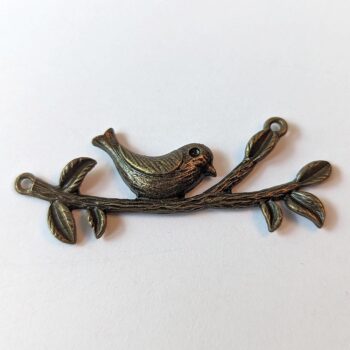 Branch with Bird Pendant / Connector Antique Bronze