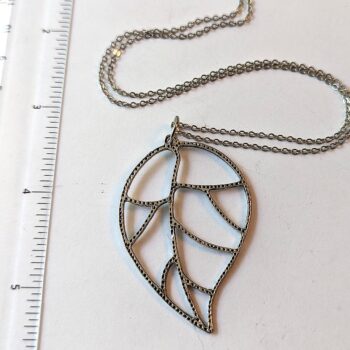 Antique Silver Antique Silver Large Cutout Leaf Necklace - Image 2