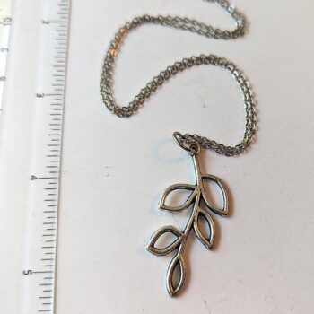 Antique Silver Hollow Cutout Leaves Branch Necklace - Image 3