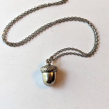 Antique Silver Acorn Necklace - Image 2