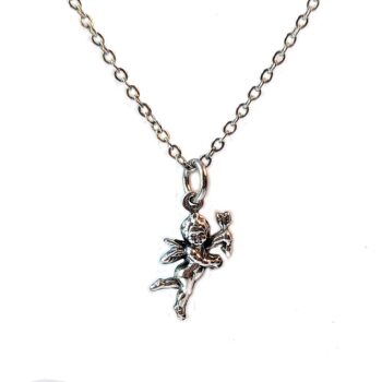 Antique Silver Dainty Cupid Necklace