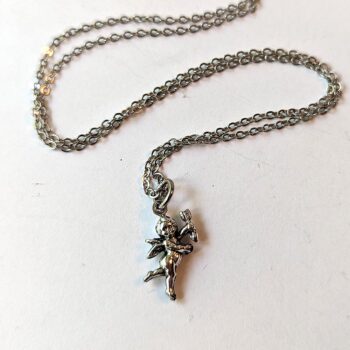 Antique Silver Dainty Cupid Necklace - Image 3