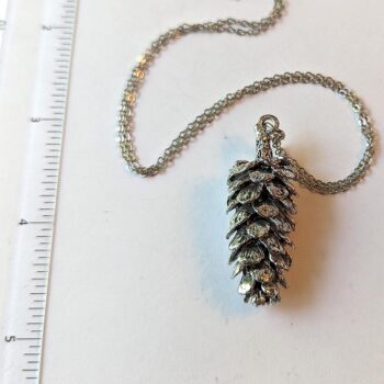 Antique Silver Large Pine Cone Vintage Style Necklace - Image 2