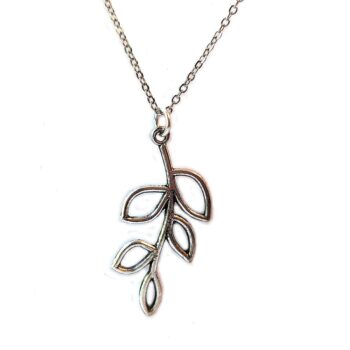 Antique Silver Hollow Cutout Leaves Branch Necklace