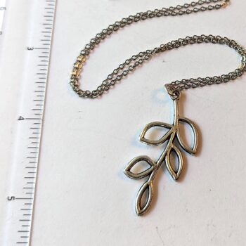 Antique Silver Hollow Cutout Leaves Branch Necklace - Image 4