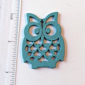 Large Blue Owl Laser Cut Wood Pendant - Image 2