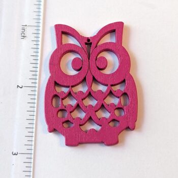 Large Hot Pink Owl Laser Cut Wood Pendant - Image 2