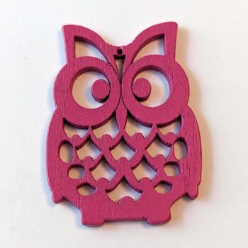 Large Hot Pink Owl Laser Cut Wood Pendant