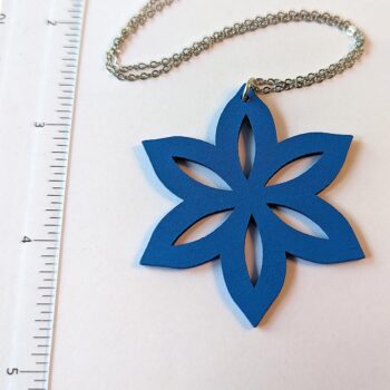 Large Blue Star Laser Cut Wood Pendant Necklace - Image 2