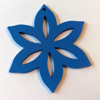 Large Blue Star Laser Cut Wood Pendant