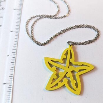 Large Yellow Starfish Laser Cut Wood Pendant Necklace - Image 2