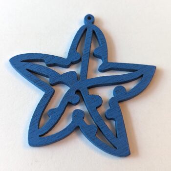 Large Blue Starfish Laser Cut Wood Pendant