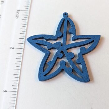 Large Blue Starfish Laser Cut Wood Pendant - Image 2