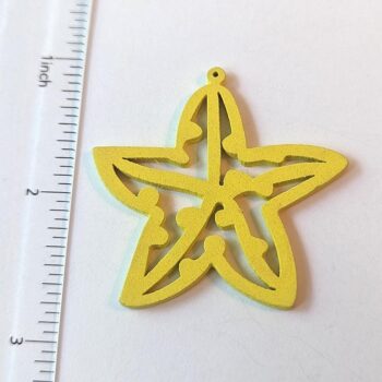 Large Yellow Starfish Laser Cut Wood Pendant - Image 2