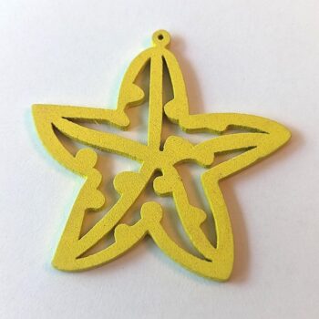 Large Yellow Starfish Laser Cut Wood Pendant