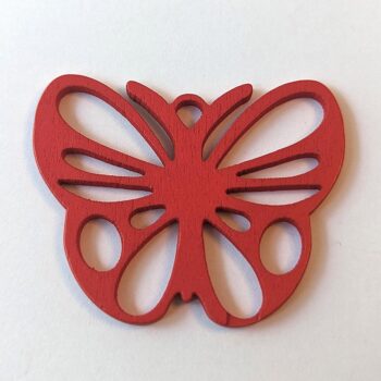 Large Red Butterfly Laser Cut Wood Pendant