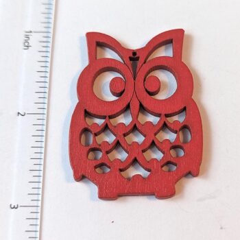 Large Red Owl Laser Cut Wood Pendant - Image 2