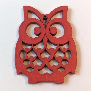 Large Red Owl Laser Cut Wood Pendant