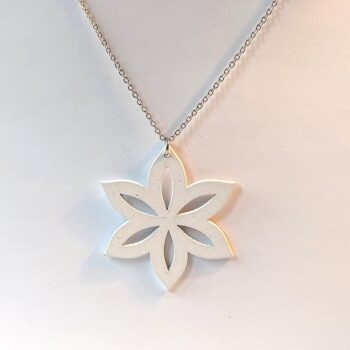 Large White Star Laser Cut Wood Pendant Necklace