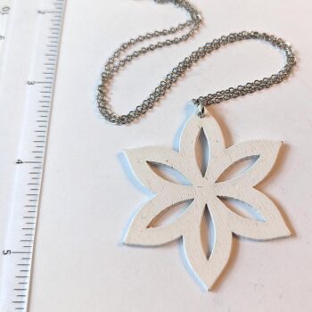 Large White Star Laser Cut Wood Pendant Necklace - Image 3