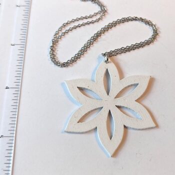 Large White Star Laser Cut Wood Pendant Necklace - Image 2