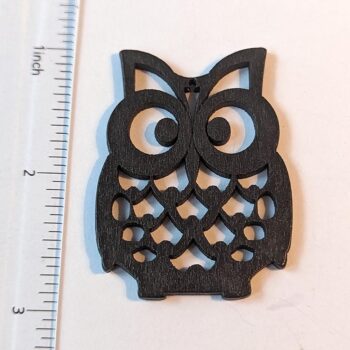 Large Black Owl Laser Cut Wood Pendant - Image 2