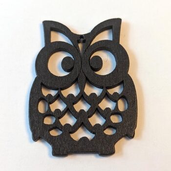 Large Black Owl Laser Cut Wood Pendant