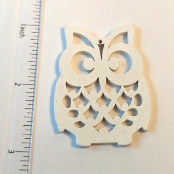 Large White Owl Laser Cut Wood Pendant - Image 2