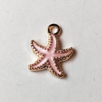 Pink Starfish Enamel Charm Gold