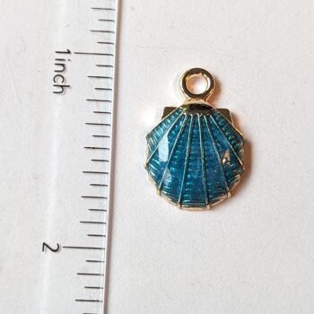 Blue Scallop Shell Enamel Charm - Image 2