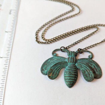 Antique Bronze Large Patina Bee Vintage Style Necklace - Image 2