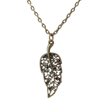 Antique Bronze Hollow Leaf Vintage Style Necklace