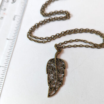 Antique Bronze Hollow Leaf Vintage Style Necklace - Image 3