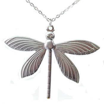 Large Dragonfly Necklace Silver