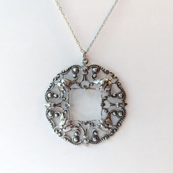 Antique Silver Large Pendant Vintage Style Necklace