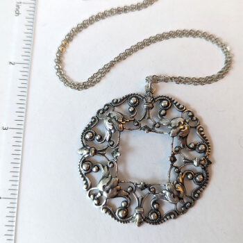 Antique Silver Large Pendant Vintage Style Necklace - Image 3