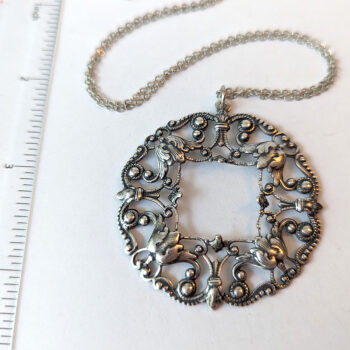 Antique Silver Large Pendant Vintage Style Necklace - Image 2