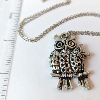 Antique Silver Owl Mom and Baby Vintage Style Necklace - Image 2