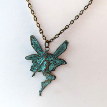 Antique Bronze Patina Fairy Angel Necklace - Image 3