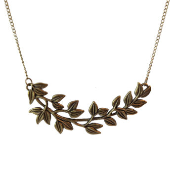 Antique Bronze Large Branch with Leaves Vintage Style Necklace