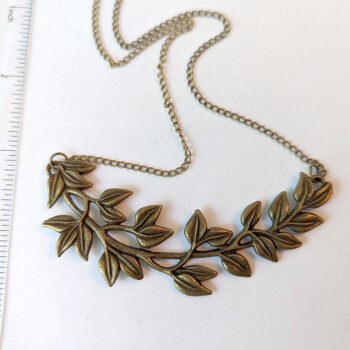 Antique Bronze Large Branch with Leaves Vintage Style Necklace - Image 2