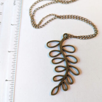 Antique Bronze Large Hollow Cutout Leaf Vintage Style Necklace - Image 2