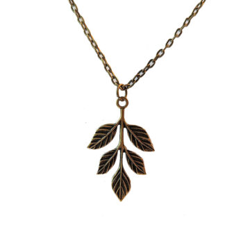 Antique Bronze Leaf Branch Vintage Style Necklace