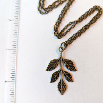 Antique Bronze Leaf Branch Vintage Style Necklace - Image 2