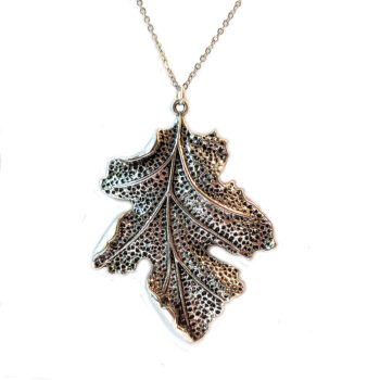 Large Leaf Vintage Style Necklace Antique Silver