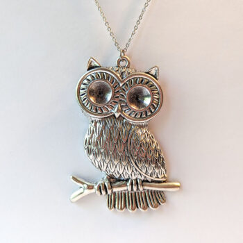 Antique Silver Large Owl Vintage Style Necklace