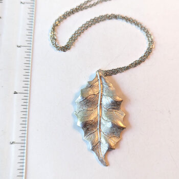 Silver Large Leaf Pendant Necklace - Image 6