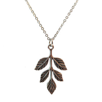 Antique Silver Leaf Branch Vintage Style Necklace