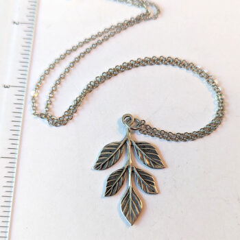 Antique Silver Leaf Branch Vintage Style Necklace - Image 2