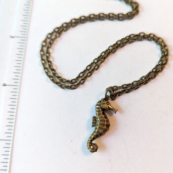 Antique Bronze Seahorse Necklace - Image 2